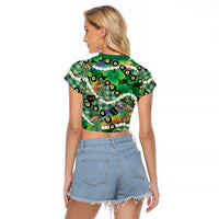 St Patrick's Day Palaka Hawaii Raglan Cropped T Shirt Kukui Nut Pikake Lei Shamrock Dabbing Leprechaun