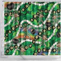 St Patrick's Day Palaka Hawaii Shower Curtain Kukui Nut Pikake Lei Shamrock Dabbing Leprechaun LT14 - Polynesian Pride