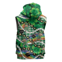 St Patrick's Day Palaka Hawaii Sleeveless Zip Hoodie Kukui Nut Pikake Lei Shamrock Dabbing Leprechaun LT14 - Polynesian Pride