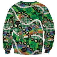 St Patrick's Day Palaka Hawaii Sweatshirt Kukui Nut Pikake Lei Shamrock Dabbing Leprechaun LT14 - Polynesian Pride