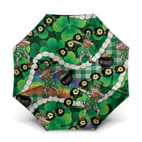 St Patrick's Day Palaka Hawaii Umbrella Kukui Nut Pikake Lei Shamrock Dabbing Leprechaun LT14 One Size Folded 11.42 inch Opened Diameter 37.4 inch Green - Polynesian Pride