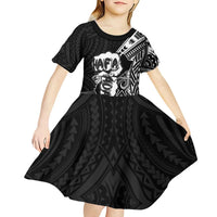 Hafa Adai Guam Discovery Day Kid Short Sleeve Dress Chamorro Latte Stone Hand Black Version LT14 - Polynesian Pride