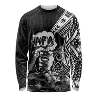 Hafa Adai Guam Discovery Day Long Sleeve Shirt Chamorro Latte Stone Hand Black Version