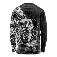 Hafa Adai Guam Discovery Day Long Sleeve Shirt Chamorro Latte Stone Hand Black Version