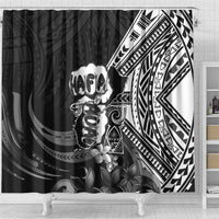 Hafa Adai Guam Discovery Day Shower Curtain Chamorro Latte Stone Hand Black Version