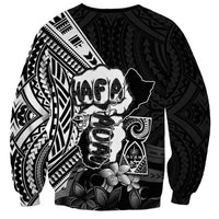 Hafa Adai Guam Discovery Day Sweatshirt Chamorro Latte Stone Hand Black Version