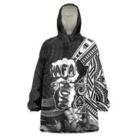 Hafa Adai Guam Discovery Day Wearable Blanket Hoodie Chamorro Latte Stone Hand Black Version LT14 One Size Black - Polynesian Pride