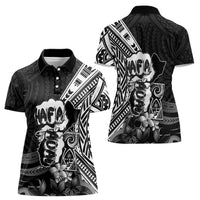 Hafa Adai Guam Discovery Day Women Polo Shirt Chamorro Latte Stone Hand Black Version