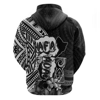 Hafa Adai Guam Discovery Day Zip Hoodie Chamorro Latte Stone Hand Black Version