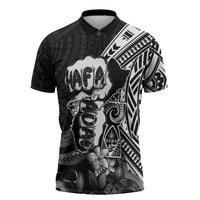 Hafa Adai Guam Discovery Day Zipper Polo Shirt Chamorro Latte Stone Hand Black Version