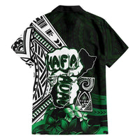 Hafa Adai Guam Discovery Day Family Matching Long Sleeve Bodycon Dress and Hawaiian Shirt Chamorro Latte Stone Hand Green Version LT14 - Polynesian Pride