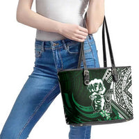 Hafa Adai Guam Discovery Day Leather Tote Bag Chamorro Latte Stone Hand Green Version