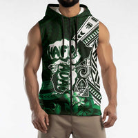 Hafa Adai Guam Discovery Day Sleeveless Zip Hoodie Chamorro Latte Stone Hand Green Version