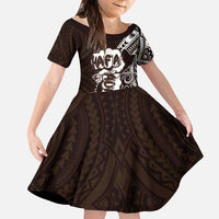 Hafa Adai Guam Discovery Day Family Matching Tank Maxi Dress and Hawaiian Shirt Chamorro Latte Stone Hand Brown Version