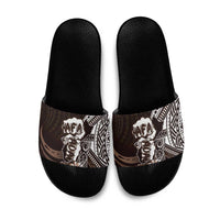 Hafa Adai Guam Discovery Day Slide Sandals Chamorro Latte Stone Hand Brown Version