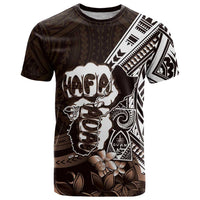 Hafa Adai Guam Discovery Day T Shirt Chamorro Latte Stone Hand Brown Version