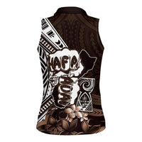Hafa Adai Guam Discovery Day Women Sleeveless Polo Shirt Chamorro Latte Stone Hand Brown Version