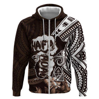 Hafa Adai Guam Discovery Day Zip Hoodie Chamorro Latte Stone Hand Brown Version