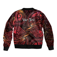 Personalised Polynesia Zodiac Aries Bomber Jacket Galaxy Polynesian Pattern Chest Tattoo Style