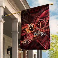 Personalised Polynesia Zodiac Aries Garden Flag Galaxy Polynesian Pattern Chest Tattoo Style