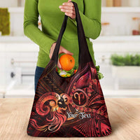 Personalised Polynesia Zodiac Aries Grocery Bag Galaxy Polynesian Pattern Chest Tattoo Style