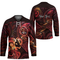 Personalised Polynesia Zodiac Aries Hockey Jersey Galaxy Polynesian Pattern Chest Tattoo Style LT14 - Polynesian Pride