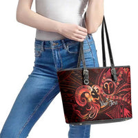 Personalised Polynesia Zodiac Aries Leather Tote Bag Galaxy Polynesian Pattern Chest Tattoo Style