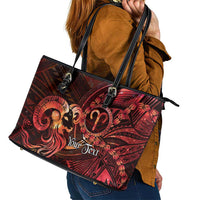 Personalised Polynesia Zodiac Aries Leather Tote Bag Galaxy Polynesian Pattern Chest Tattoo Style