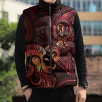 Personalised Polynesia Zodiac Aries Sleeveless Puffer Jacket Galaxy Polynesian Pattern Chest Tattoo Style