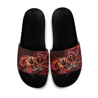 Personalised Polynesia Zodiac Aries Slide Sandals Galaxy Polynesian Pattern Chest Tattoo Style