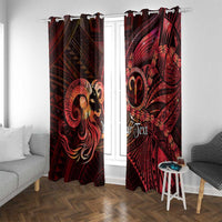 Personalised Polynesia Zodiac Aries Window Curtain Galaxy Polynesian Pattern Chest Tattoo Style