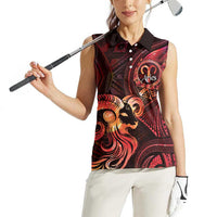 Personalised Polynesia Zodiac Aries Women Sleeveless Polo Shirt Galaxy Polynesian Pattern Chest Tattoo Style