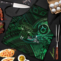 Personalised Polynesia Zodiac Taurus Apron Galaxy Polynesian Pattern Chest Tattoo Style LT14 Green - Polynesian Pride
