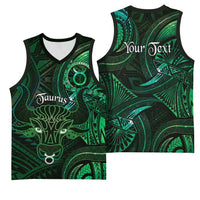 Personalised Polynesia Zodiac Taurus Basketball Jersey Galaxy Polynesian Pattern Chest Tattoo Style LT14 - Polynesian Pride