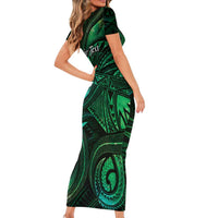 Personalised Polynesia Zodiac Taurus Family Matching Short Sleeve Bodycon Dress and Hawaiian Shirt Galaxy Polynesian Pattern Chest Tattoo Style