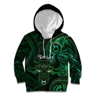 Personalised Polynesia Zodiac Taurus Kid Hoodie Galaxy Polynesian Pattern Chest Tattoo Style LT14 Hoodie Green - Polynesian Pride