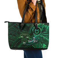 Personalised Polynesia Zodiac Taurus Leather Tote Bag Galaxy Polynesian Pattern Chest Tattoo Style