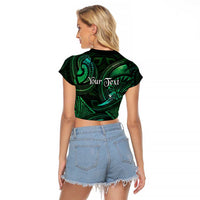 Personalised Polynesia Zodiac Taurus Raglan Cropped T Shirt Galaxy Polynesian Pattern Chest Tattoo Style LT14 - Polynesian Pride