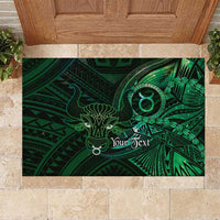 Personalised Polynesia Zodiac Taurus Rubber Doormat Galaxy Polynesian Pattern Chest Tattoo Style LT14 Green - Polynesian Pride