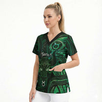 Personalised Polynesia Zodiac Taurus Scrub Top Galaxy Polynesian Pattern Chest Tattoo Style LT14 - Polynesian Pride