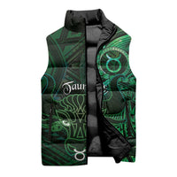 Personalised Polynesia Zodiac Taurus Sleeveless Puffer Jacket Galaxy Polynesian Pattern Chest Tattoo Style