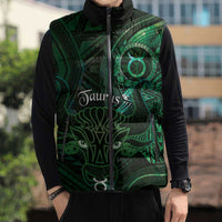 Personalised Polynesia Zodiac Taurus Sleeveless Puffer Jacket Galaxy Polynesian Pattern Chest Tattoo Style
