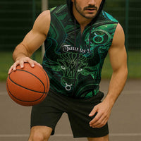 Personalised Polynesia Zodiac Taurus Sleeveless Zip Hoodie Galaxy Polynesian Pattern Chest Tattoo Style LT14 - Polynesian Pride