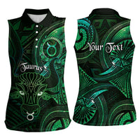 Personalised Polynesia Zodiac Taurus Women Sleeveless Polo Shirt Galaxy Polynesian Pattern Chest Tattoo Style LT14 - Polynesian Pride