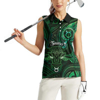 Personalised Polynesia Zodiac Taurus Women Sleeveless Polo Shirt Galaxy Polynesian Pattern Chest Tattoo Style LT14 - Polynesian Pride