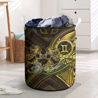Personalised Polynesia Zodiac Gemini Laundry Basket Galaxy Polynesian Pattern Chest Tattoo Style LT14 Yellow - Polynesian Pride
