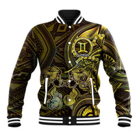 Personalised Polynesia Zodiac Gemini Baseball Jacket Galaxy Polynesian Pattern Chest Tattoo Style LT14 Unisex Yellow - Polynesian Pride