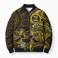 Personalised Polynesia Zodiac Gemini Bomber Puffer Jacket Galaxy Polynesian Pattern Chest Tattoo Style LT14 Unisex Yellow - Polynesian Pride