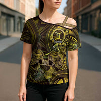 Personalised Polynesia Zodiac Gemini Cross Shoulder Shirt Galaxy Polynesian Pattern Chest Tattoo Style LT14 - Polynesian Pride