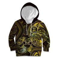Personalised Polynesia Zodiac Gemini Kid Hoodie Galaxy Polynesian Pattern Chest Tattoo Style LT14 Hoodie Yellow - Polynesian Pride